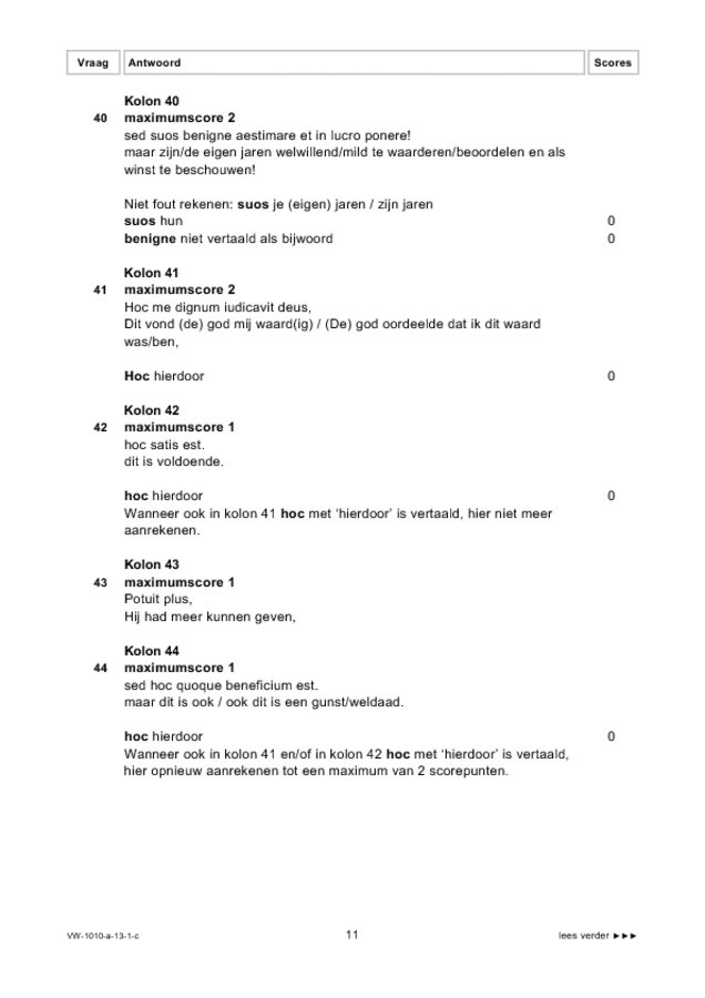 Correctievoorschrift examen VWO Latijn 2013, tijdvak 1. Pagina 11