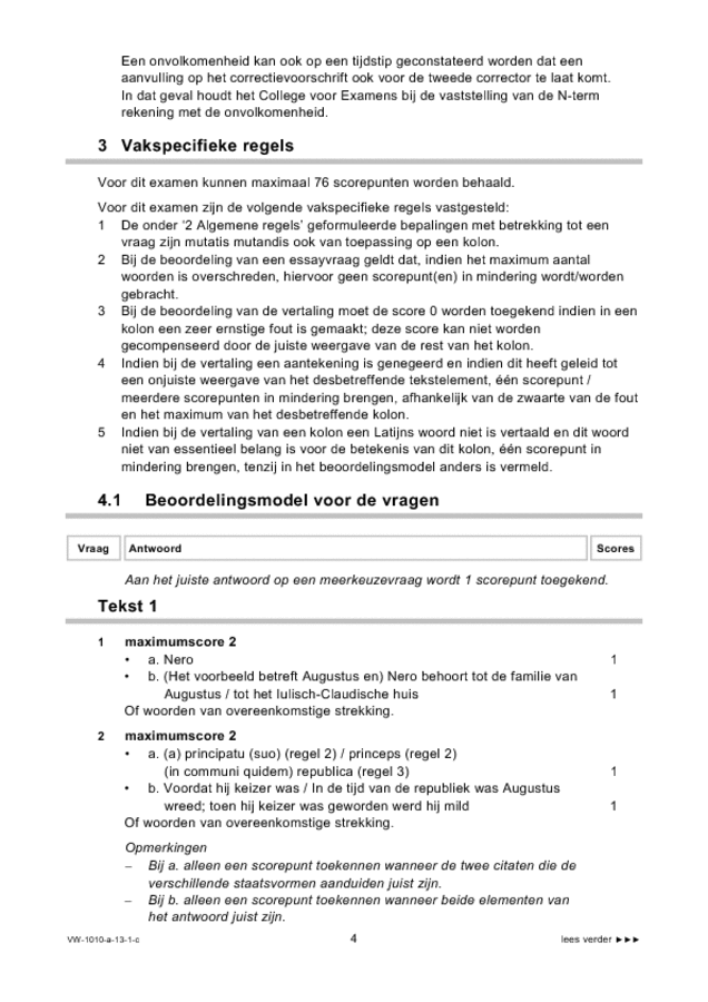 Correctievoorschrift examen VWO Latijn 2013, tijdvak 1. Pagina 4