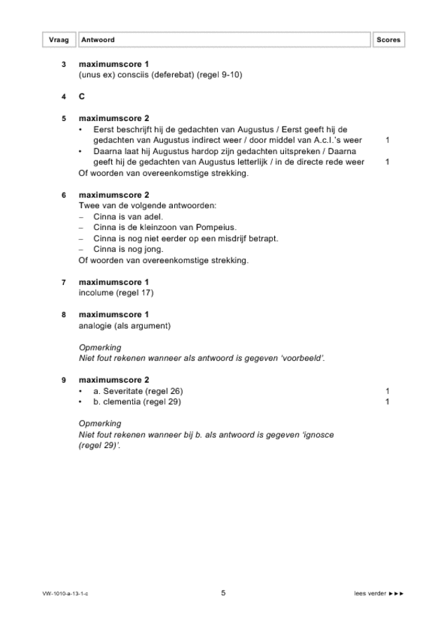 Correctievoorschrift examen VWO Latijn 2013, tijdvak 1. Pagina 5