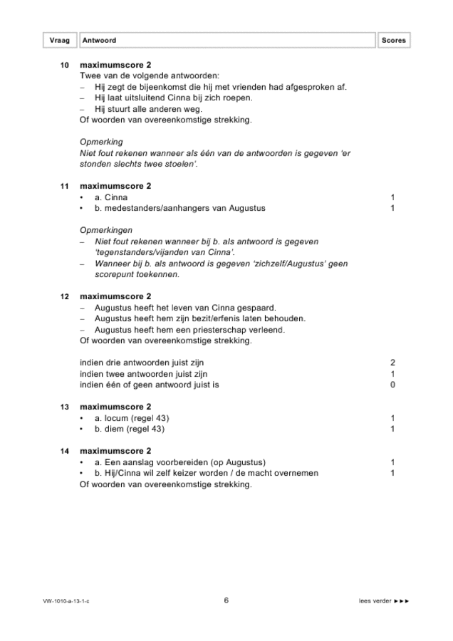 Correctievoorschrift examen VWO Latijn 2013, tijdvak 1. Pagina 6