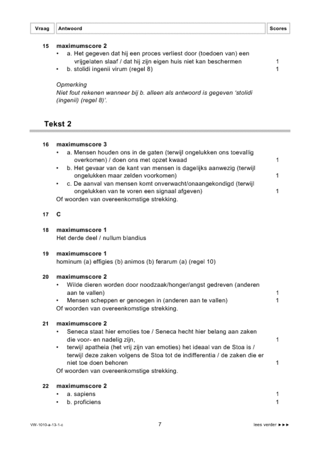 Correctievoorschrift examen VWO Latijn 2013, tijdvak 1. Pagina 7
