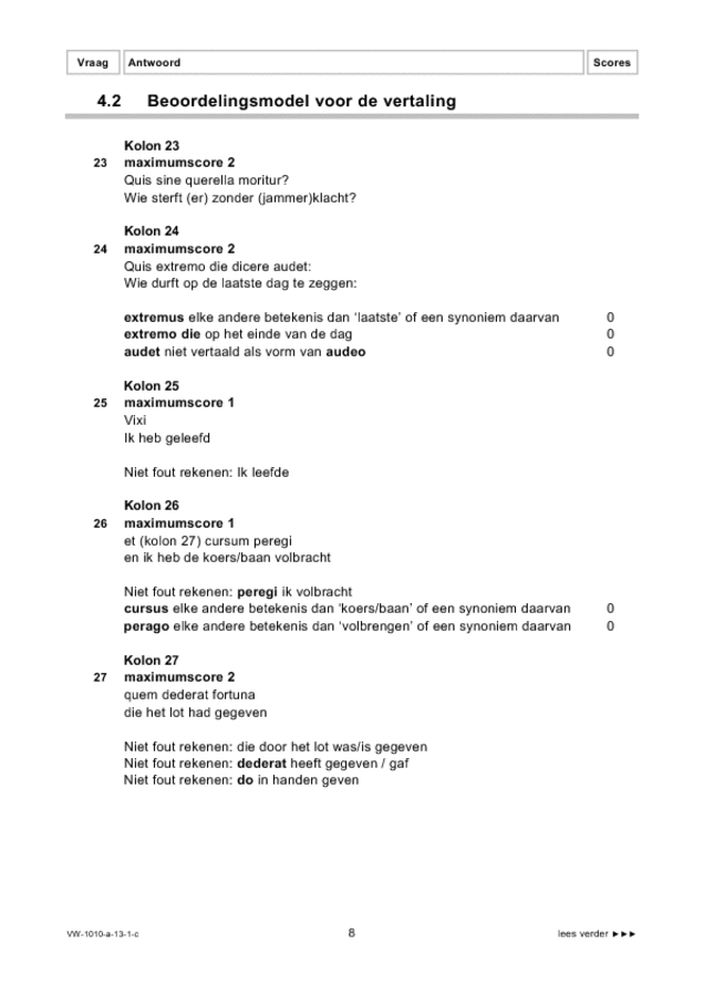 Correctievoorschrift examen VWO Latijn 2013, tijdvak 1. Pagina 8