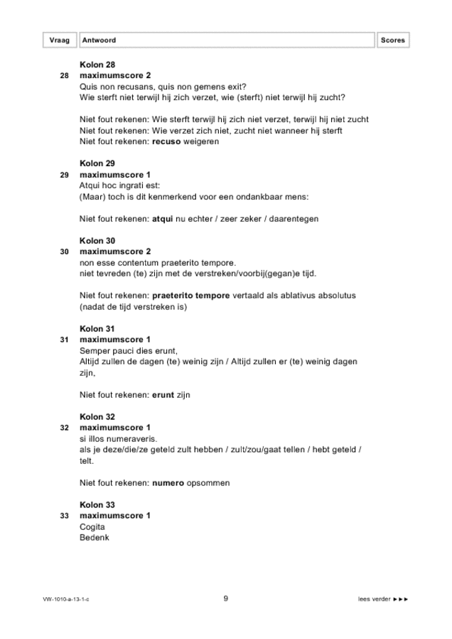 Correctievoorschrift examen VWO Latijn 2013, tijdvak 1. Pagina 9