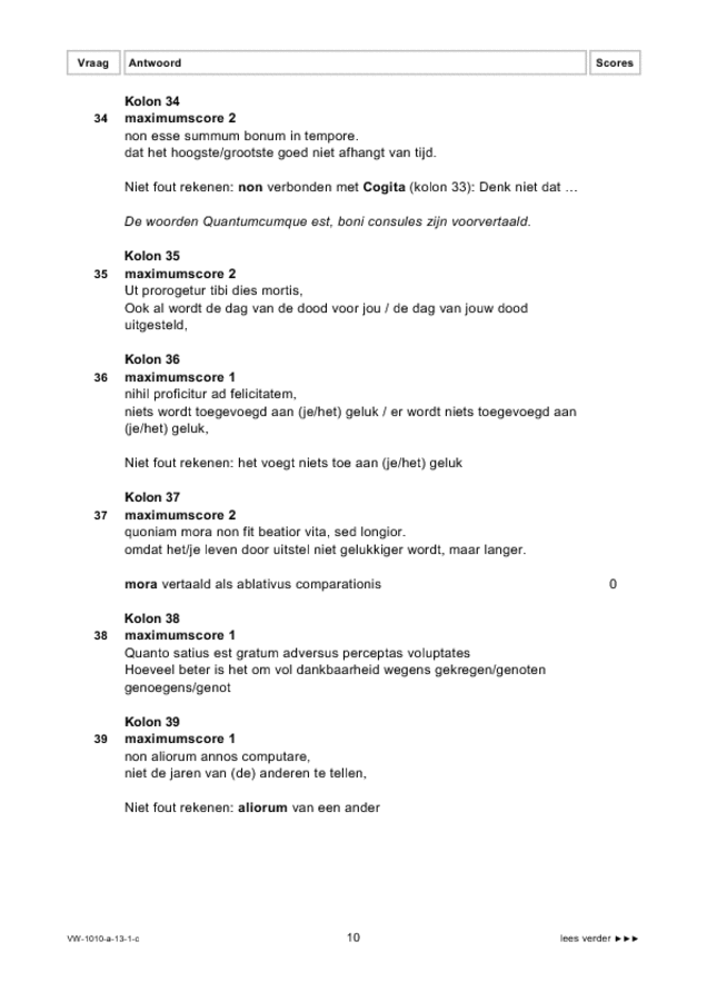 Correctievoorschrift examen VWO Latijn 2013, tijdvak 1. Pagina 10