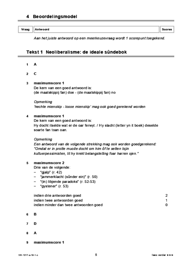 Correctievoorschrift examen VWO Fries 2019, tijdvak 1. Pagina 5