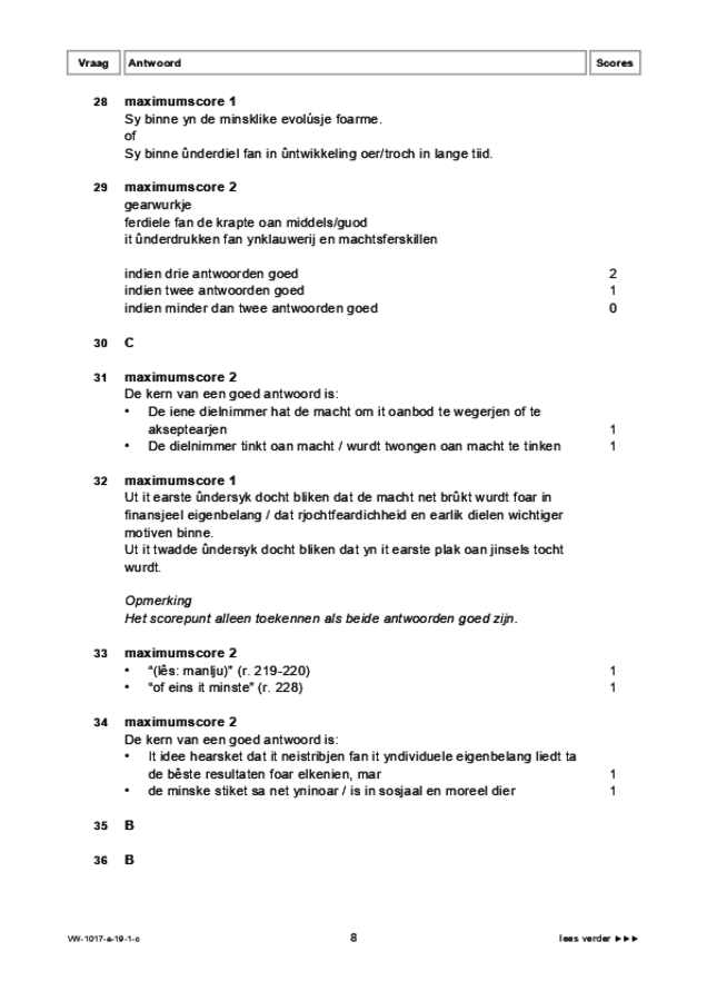 Correctievoorschrift examen VWO Fries 2019, tijdvak 1. Pagina 8