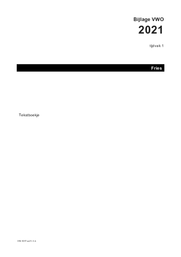 Bijlage examen VWO Fries 2021, tijdvak 1. Pagina 1