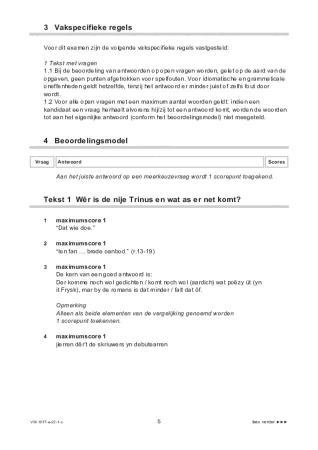 Correctievoorschrift examen VWO Fries 2022, tijdvak 1. Pagina 5