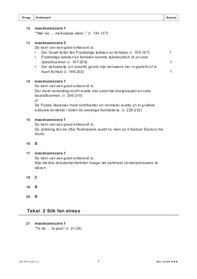 Correctievoorschrift examen VWO Fries 2022, tijdvak 1. Pagina 7