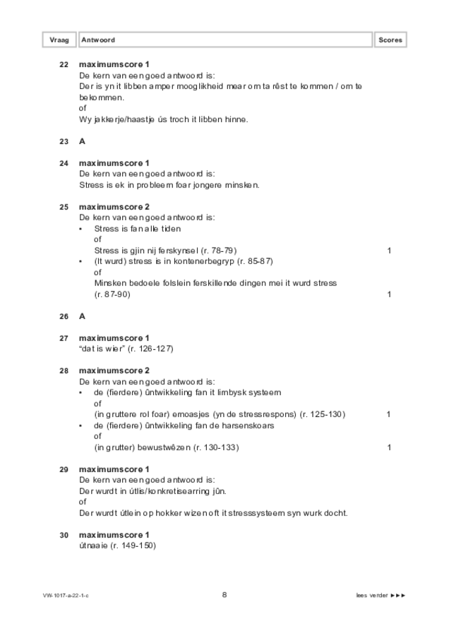 Correctievoorschrift examen VWO Fries 2022, tijdvak 1. Pagina 8