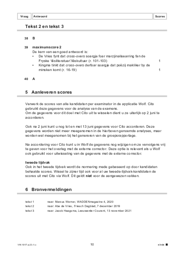Correctievoorschrift examen VWO Fries 2023, tijdvak 1. Pagina 10