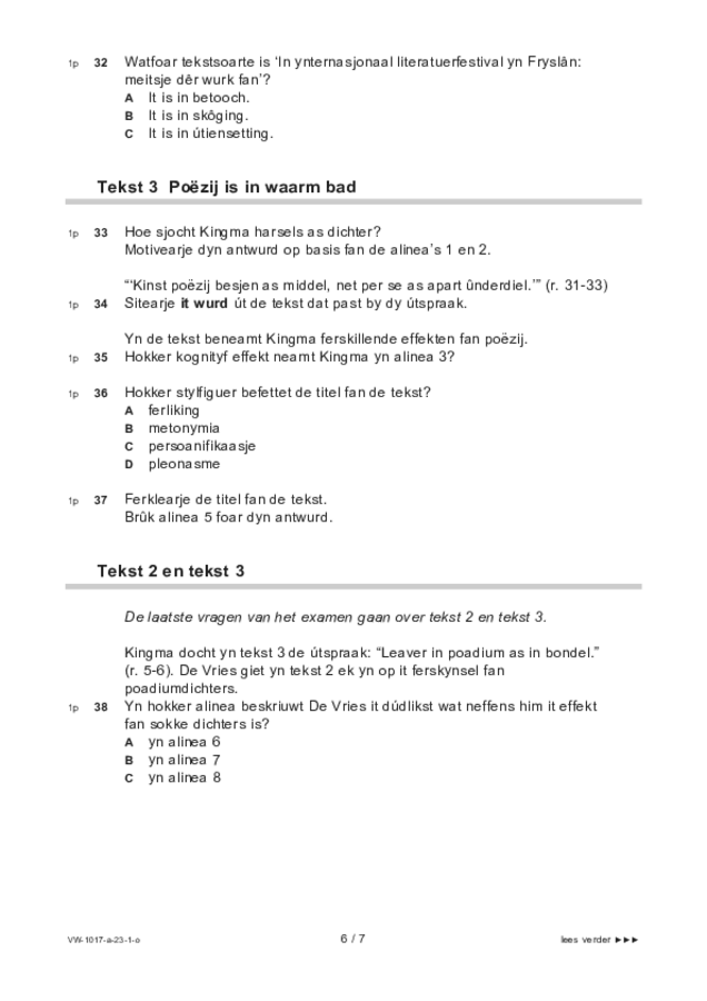 Opgaven examen VWO Fries 2023, tijdvak 1. Pagina 6