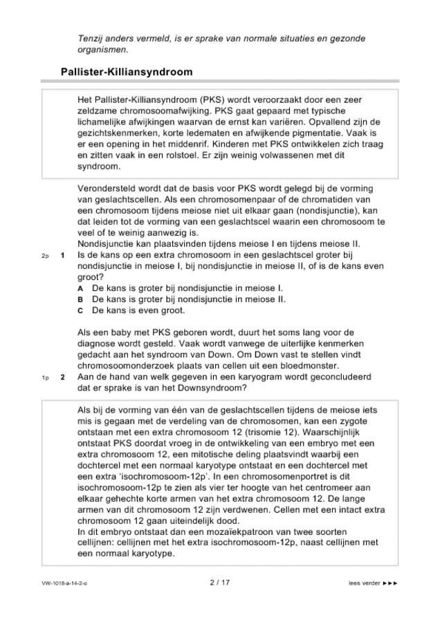 Opgaven examen VWO biologie 2014, tijdvak 2. Pagina 2