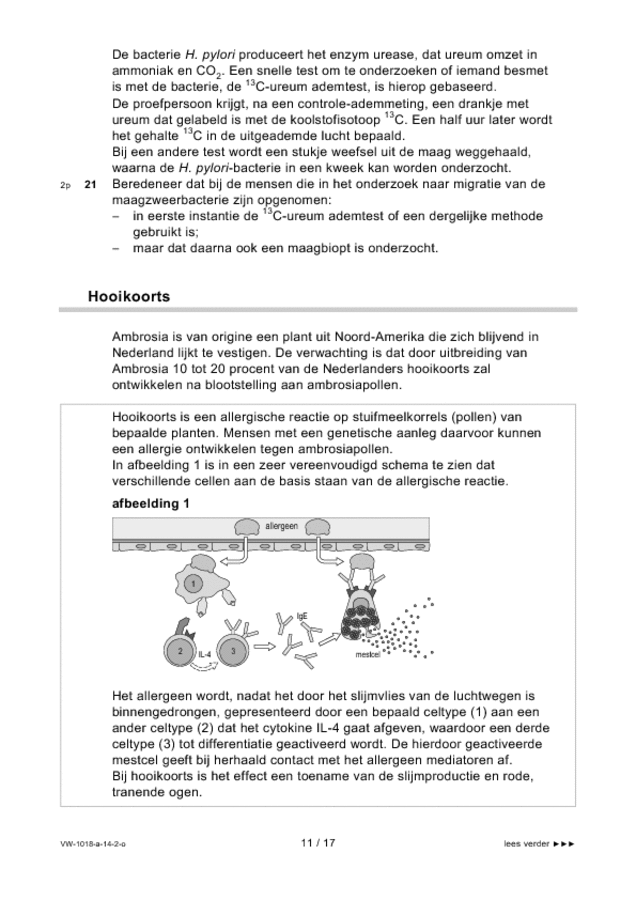 Opgaven examen VWO biologie 2014, tijdvak 2. Pagina 11