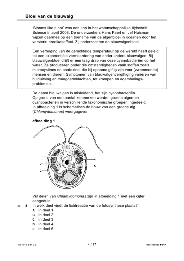 Opgaven examen VWO biologie 2014, tijdvak 2. Pagina 4