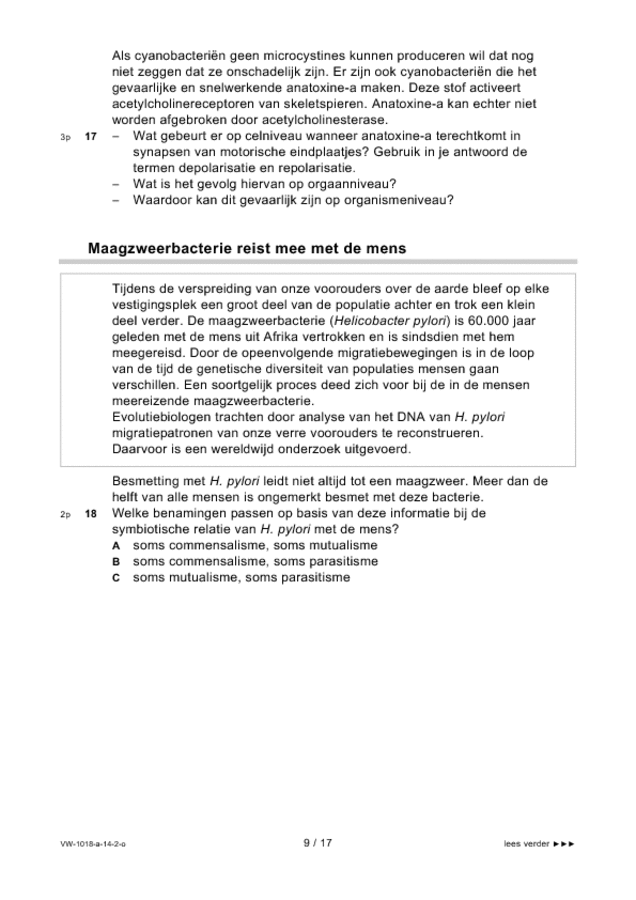 Opgaven examen VWO biologie 2014, tijdvak 2. Pagina 9