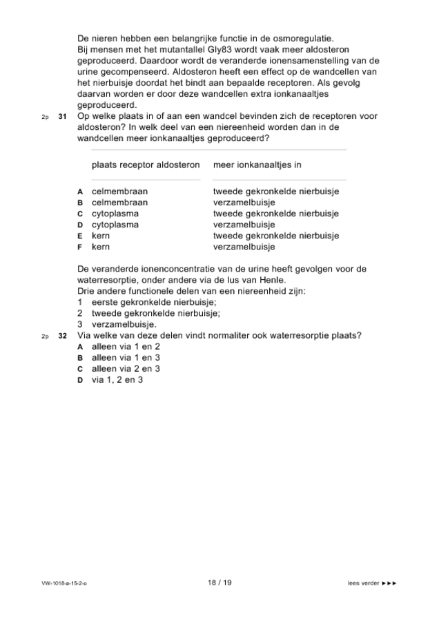Opgaven examen VWO biologie 2015, tijdvak 2. Pagina 18