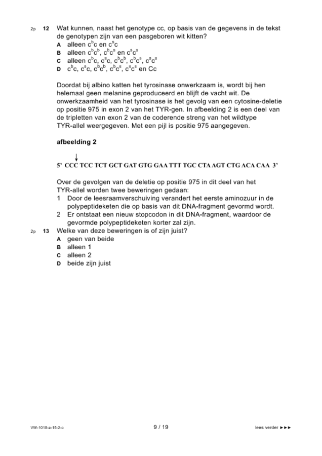 Opgaven examen VWO biologie 2015, tijdvak 2. Pagina 9