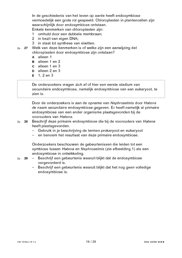 Opgaven examen VWO biologie 2016, tijdvak 1. Pagina 16
