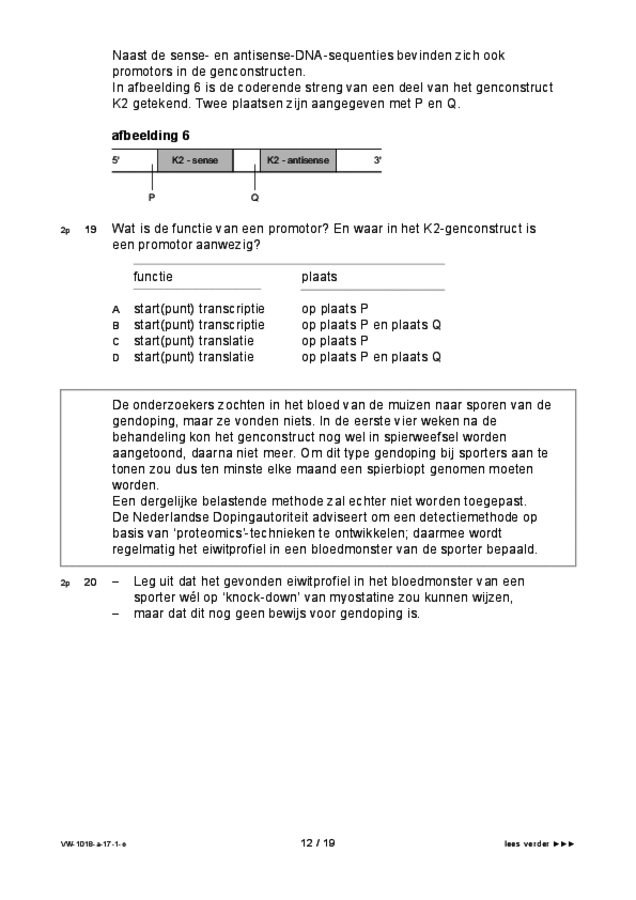 Opgaven examen VWO biologie 2017, tijdvak 1. Pagina 12