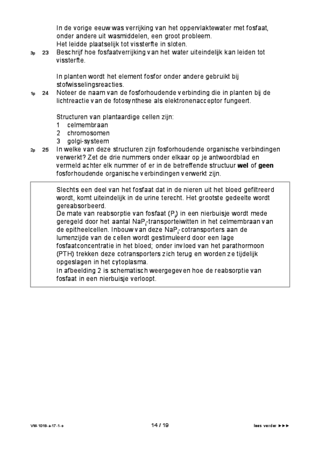 Opgaven examen VWO biologie 2017, tijdvak 1. Pagina 14