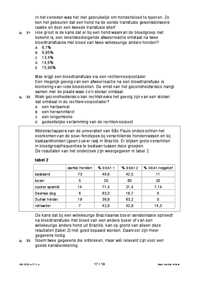 Opgaven examen VWO biologie 2017, tijdvak 1. Pagina 17
