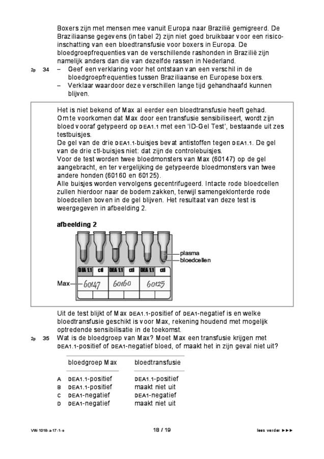 Opgaven examen VWO biologie 2017, tijdvak 1. Pagina 18