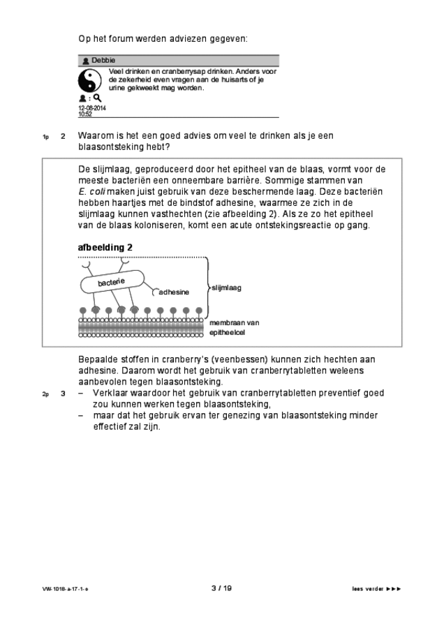 Opgaven examen VWO biologie 2017, tijdvak 1. Pagina 3