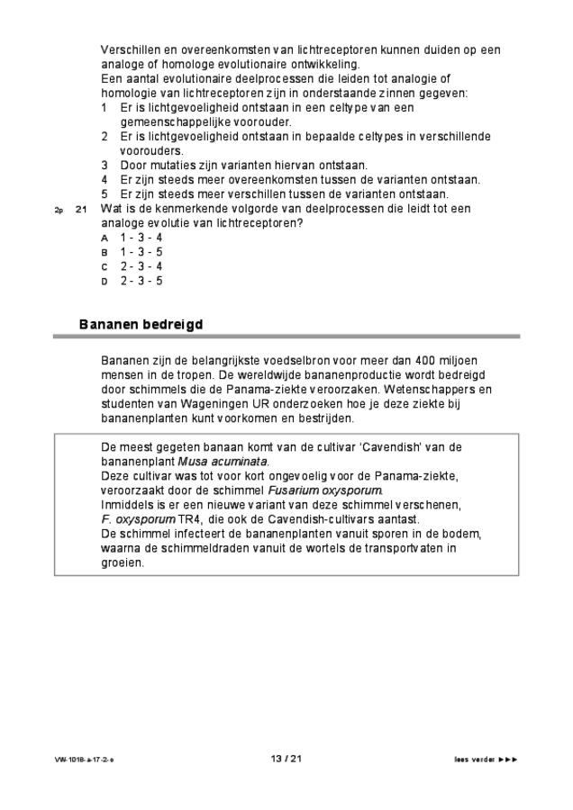 Opgaven examen VWO biologie 2017, tijdvak 2. Pagina 13