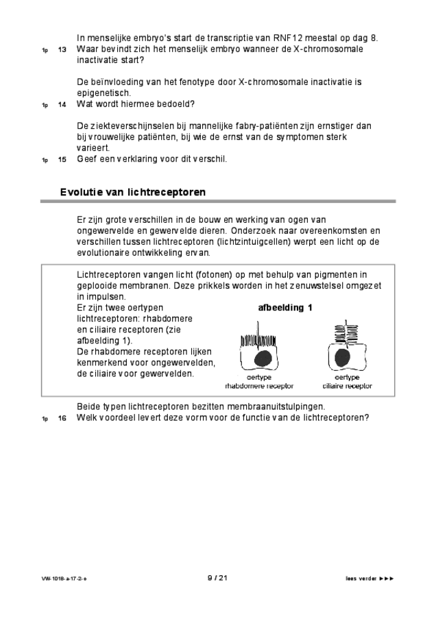 Opgaven examen VWO biologie 2017, tijdvak 2. Pagina 9