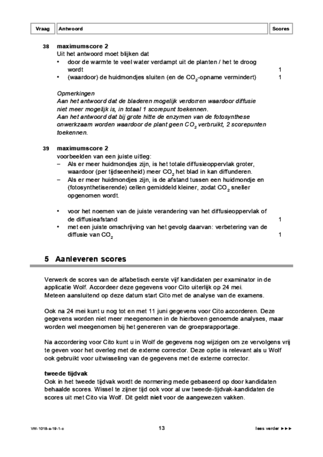 Correctievoorschrift examen VWO biologie 2019, tijdvak 1. Pagina 13