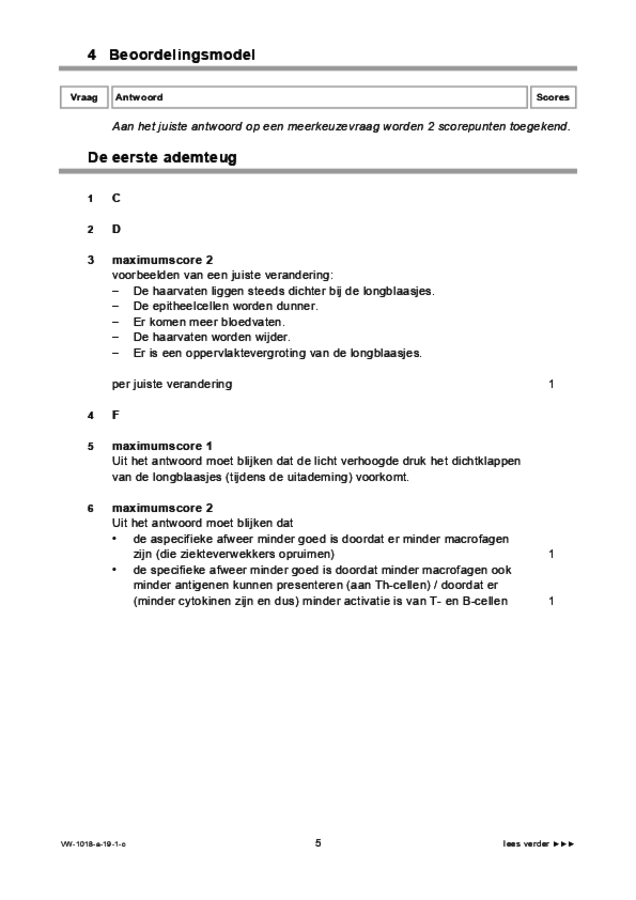 Correctievoorschrift examen VWO biologie 2019, tijdvak 1. Pagina 5