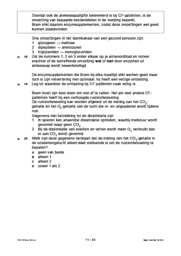 Opgaven examen VWO biologie 2019, tijdvak 2. Pagina 11