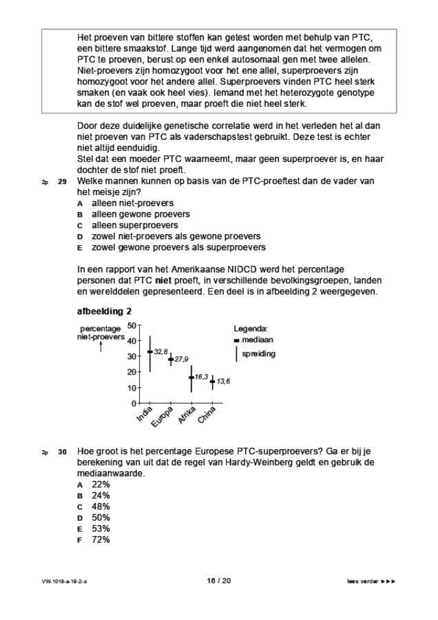 Opgaven examen VWO biologie 2019, tijdvak 2. Pagina 16