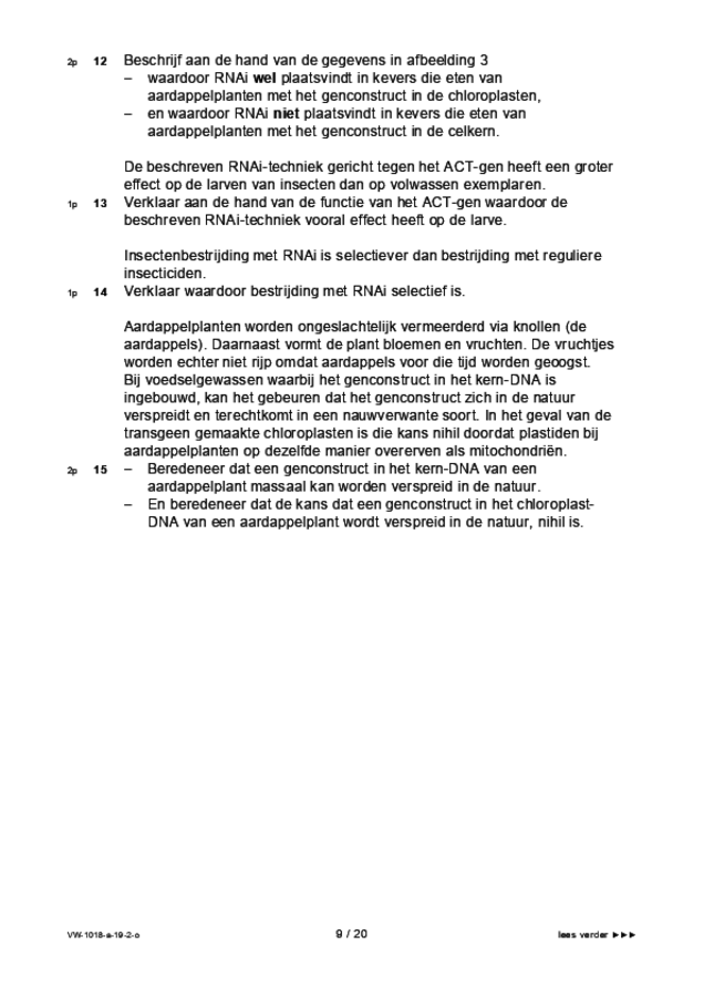 Opgaven examen VWO biologie 2019, tijdvak 2. Pagina 9