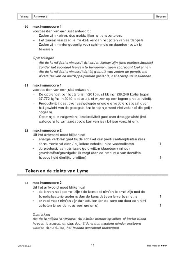 Correctievoorschrift examen VWO biologie 2021, tijdvak 1. Pagina 11