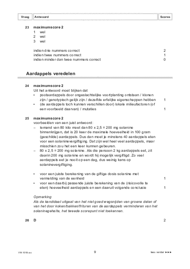 Correctievoorschrift examen VWO biologie 2021, tijdvak 1. Pagina 9