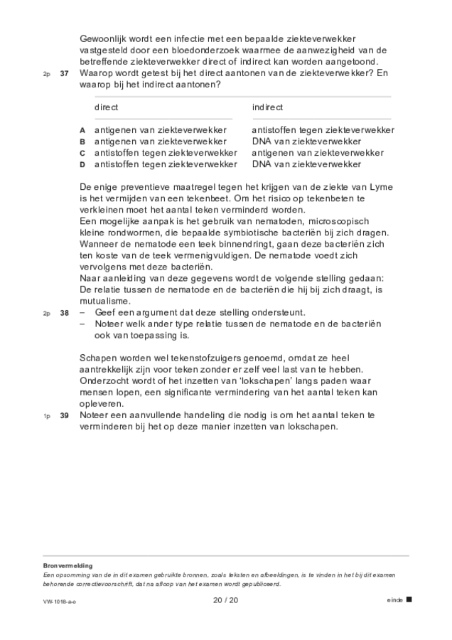 Opgaven examen VWO biologie 2021, tijdvak 1. Pagina 20