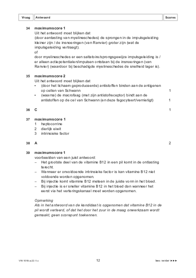 Correctievoorschrift examen VWO biologie 2022, tijdvak 1. Pagina 12