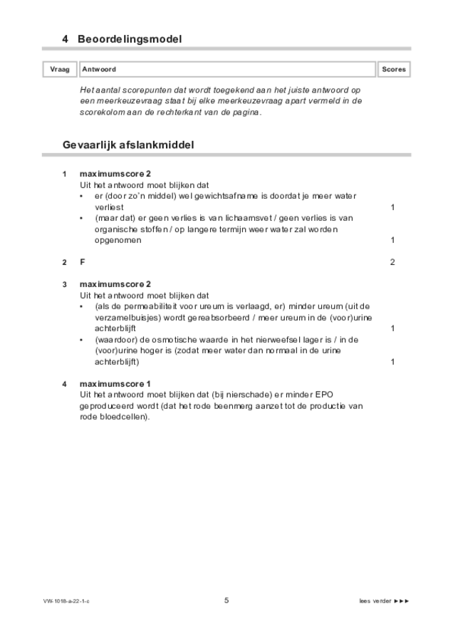 Correctievoorschrift examen VWO biologie 2022, tijdvak 1. Pagina 5