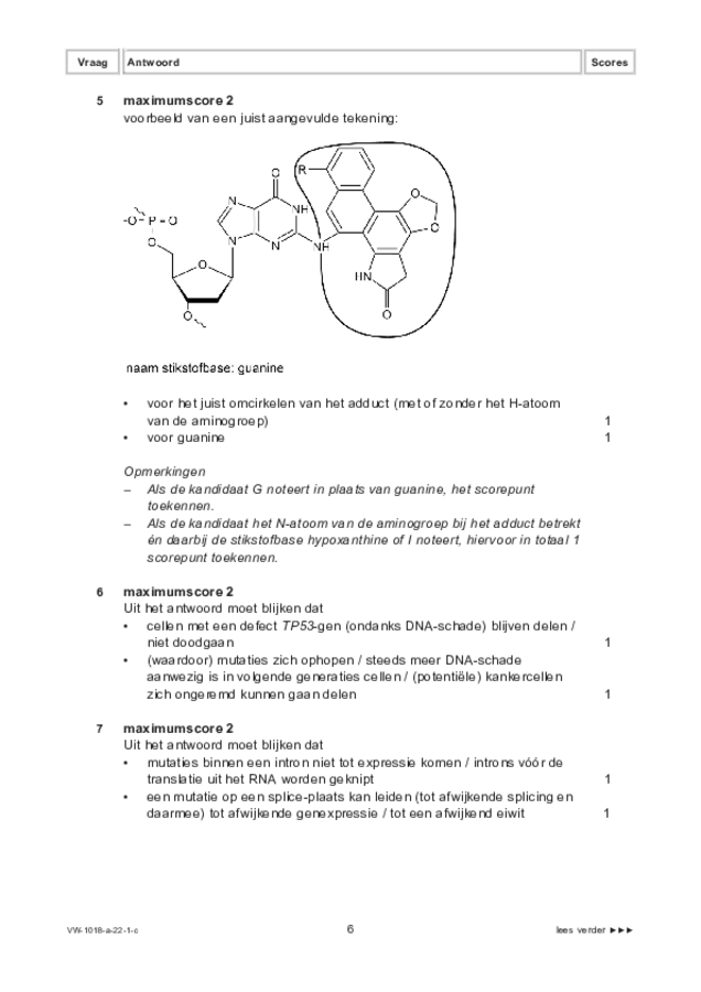 Correctievoorschrift examen VWO biologie 2022, tijdvak 1. Pagina 6