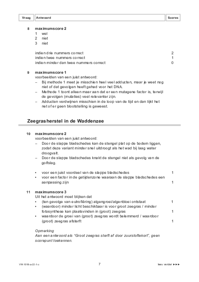 Correctievoorschrift examen VWO biologie 2022, tijdvak 1. Pagina 7