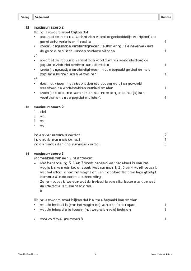 Correctievoorschrift examen VWO biologie 2022, tijdvak 1. Pagina 8