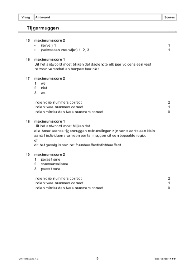 Correctievoorschrift examen VWO biologie 2022, tijdvak 1. Pagina 9