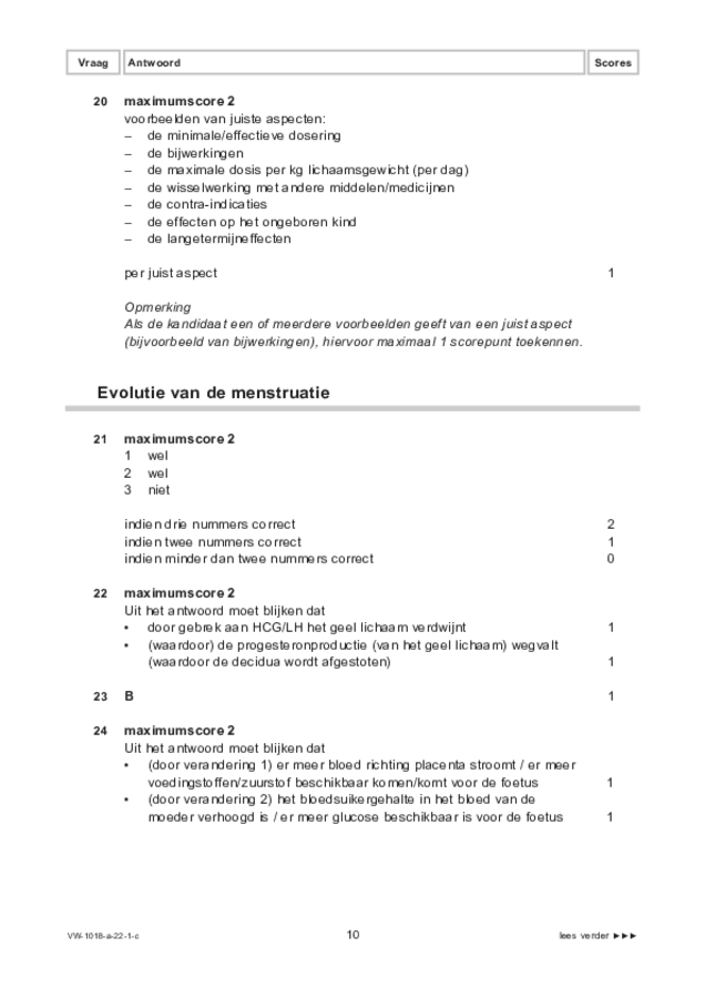 Correctievoorschrift examen VWO biologie 2022, tijdvak 1. Pagina 10