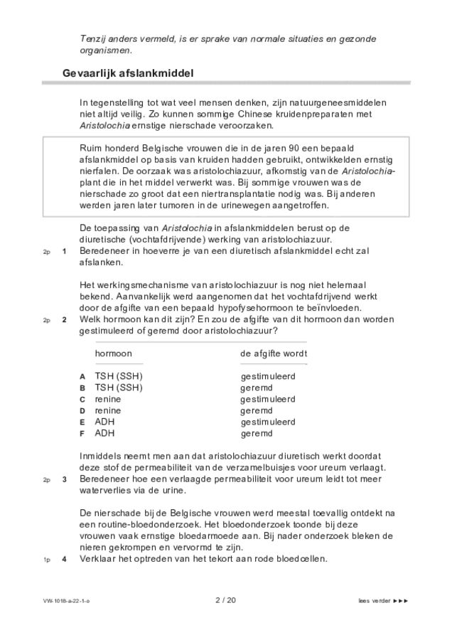 Opgaven examen VWO biologie 2022, tijdvak 1. Pagina 2