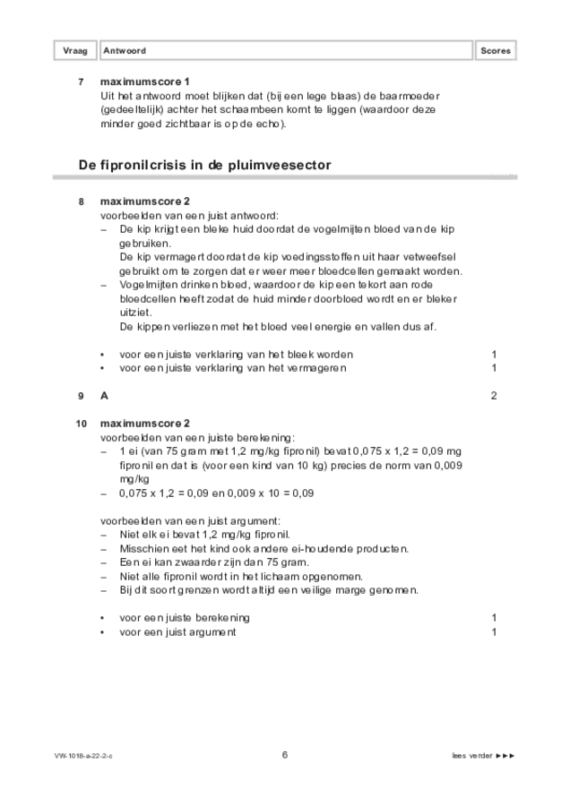 Correctievoorschrift examen VWO biologie 2022, tijdvak 2. Pagina 6