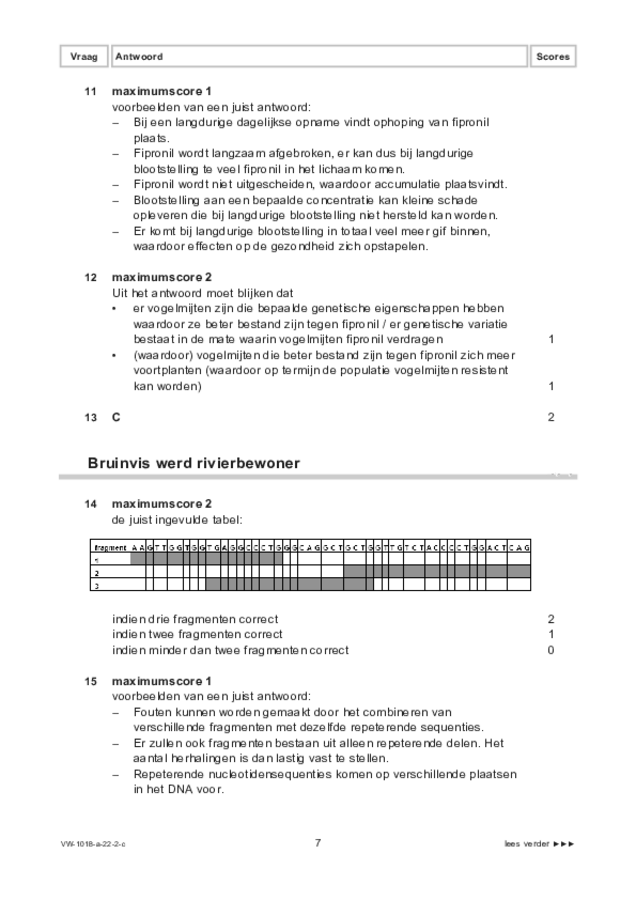 Correctievoorschrift examen VWO biologie 2022, tijdvak 2. Pagina 7