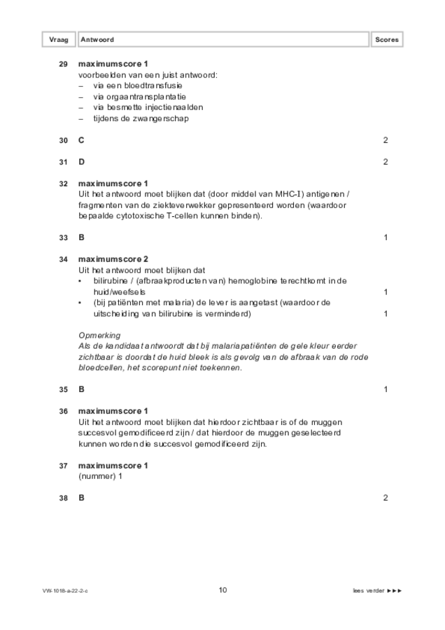 Correctievoorschrift examen VWO biologie 2022, tijdvak 2. Pagina 10