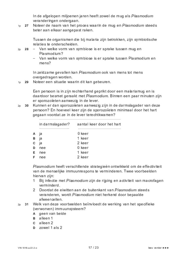 Opgaven examen VWO biologie 2022, tijdvak 2. Pagina 17